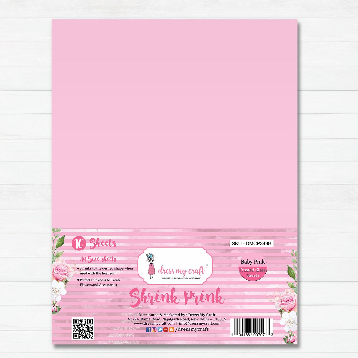 Baby Pink Frosted Glass Sheet - Shrink Prink