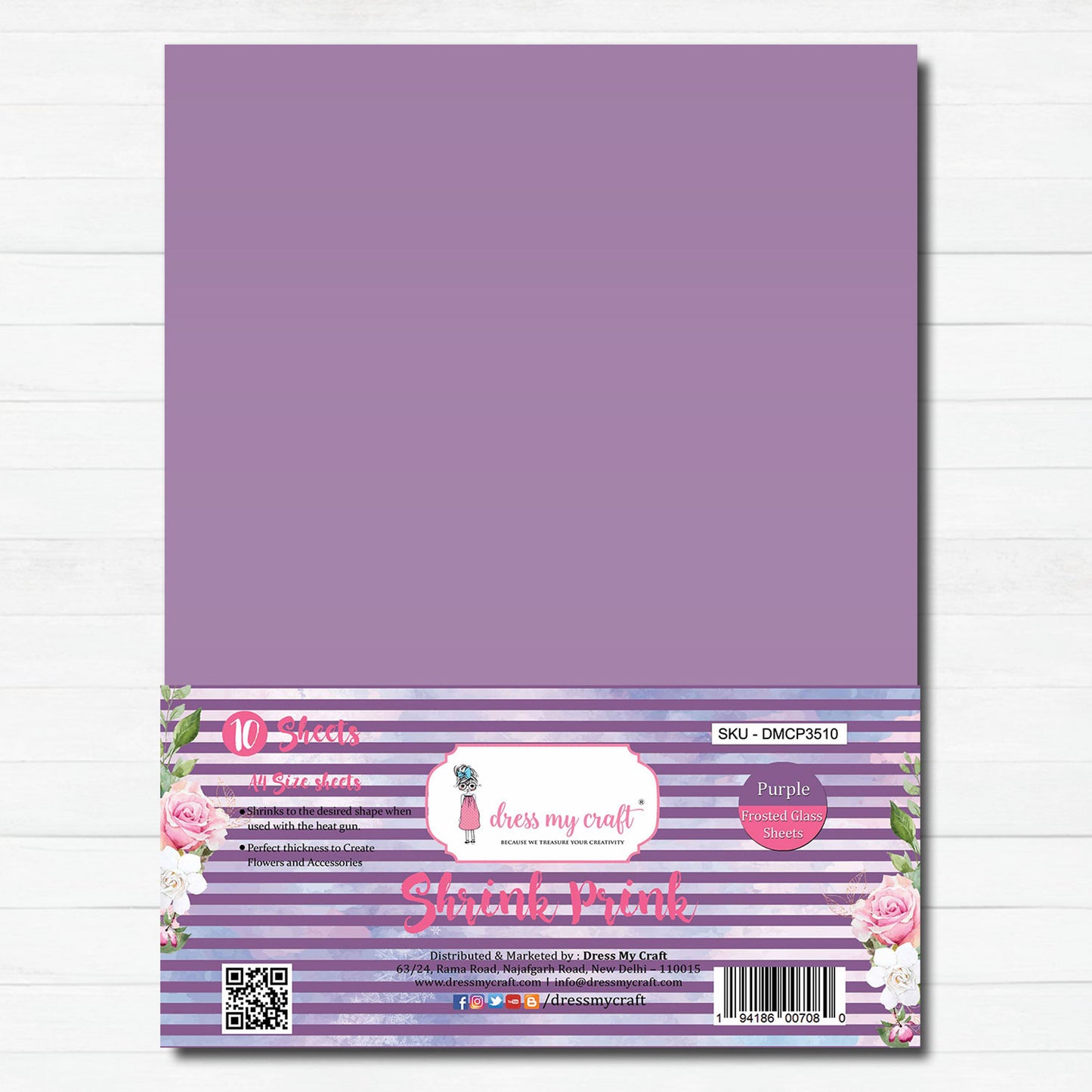 Purple Frosted Glass Sheet - Shrink Prink