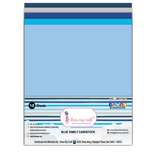 Blue Family Cardstock - 8.25 inch x 11.75 inch - 250 Gsm