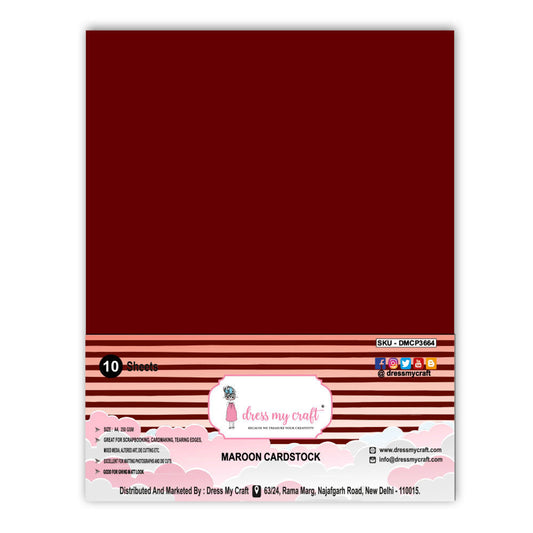 Maroon Cardstock - 8.25 inch x 11.75 inch - 250 gsm