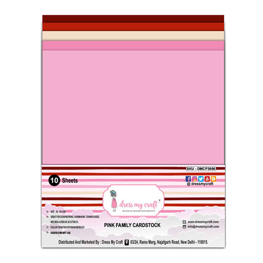 Pink Family Cardstock - 8.25 inch x 11.75 inch - 250 gsm