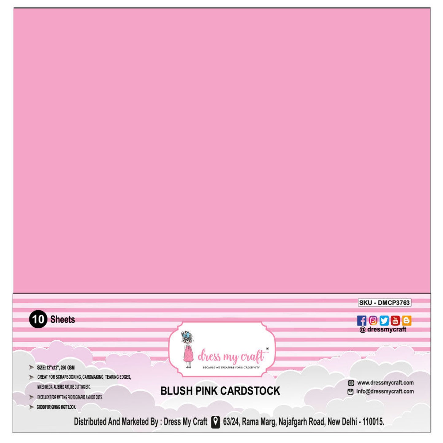 Blush Pink Cardstock 12x12 - 250 gsm