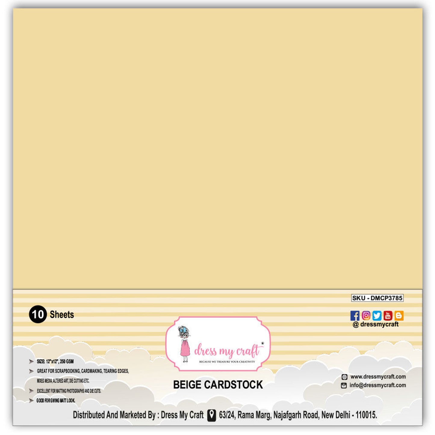 Beige Cardstock 12x12 - 250 gsm