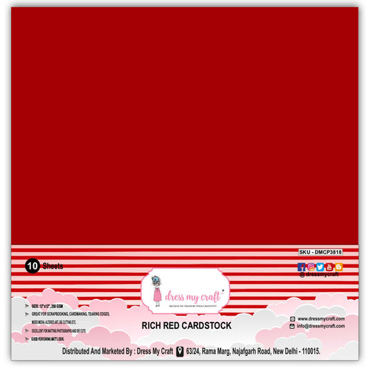 Rich Red Cardstock 12x12 - 250 gsm