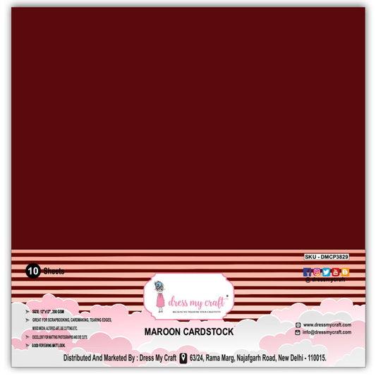 Maroon Cardstock 12x12 - 250 gsm