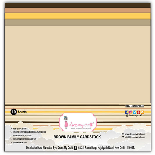 Brown Family Cardstock 12x12 - 250 gsm