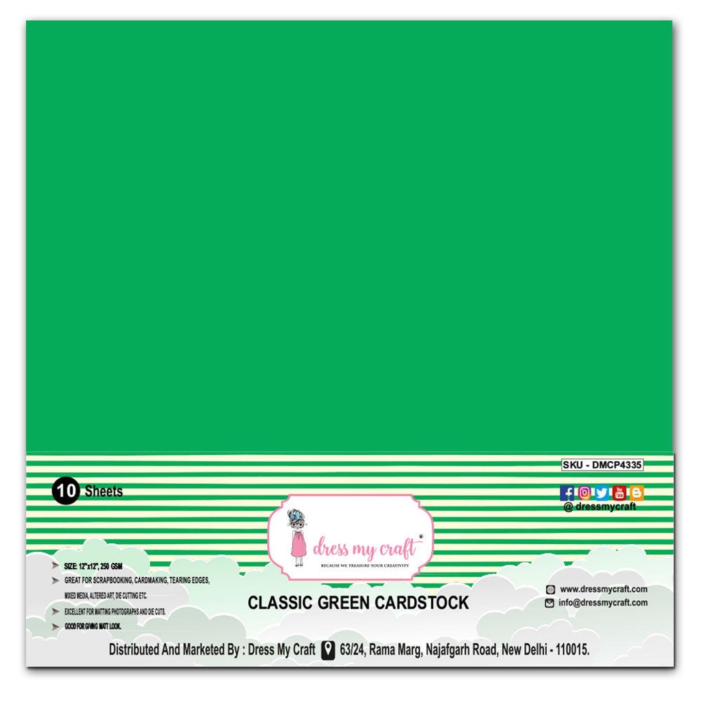 Classic Green Cardstock 12x12 - 250 gsm