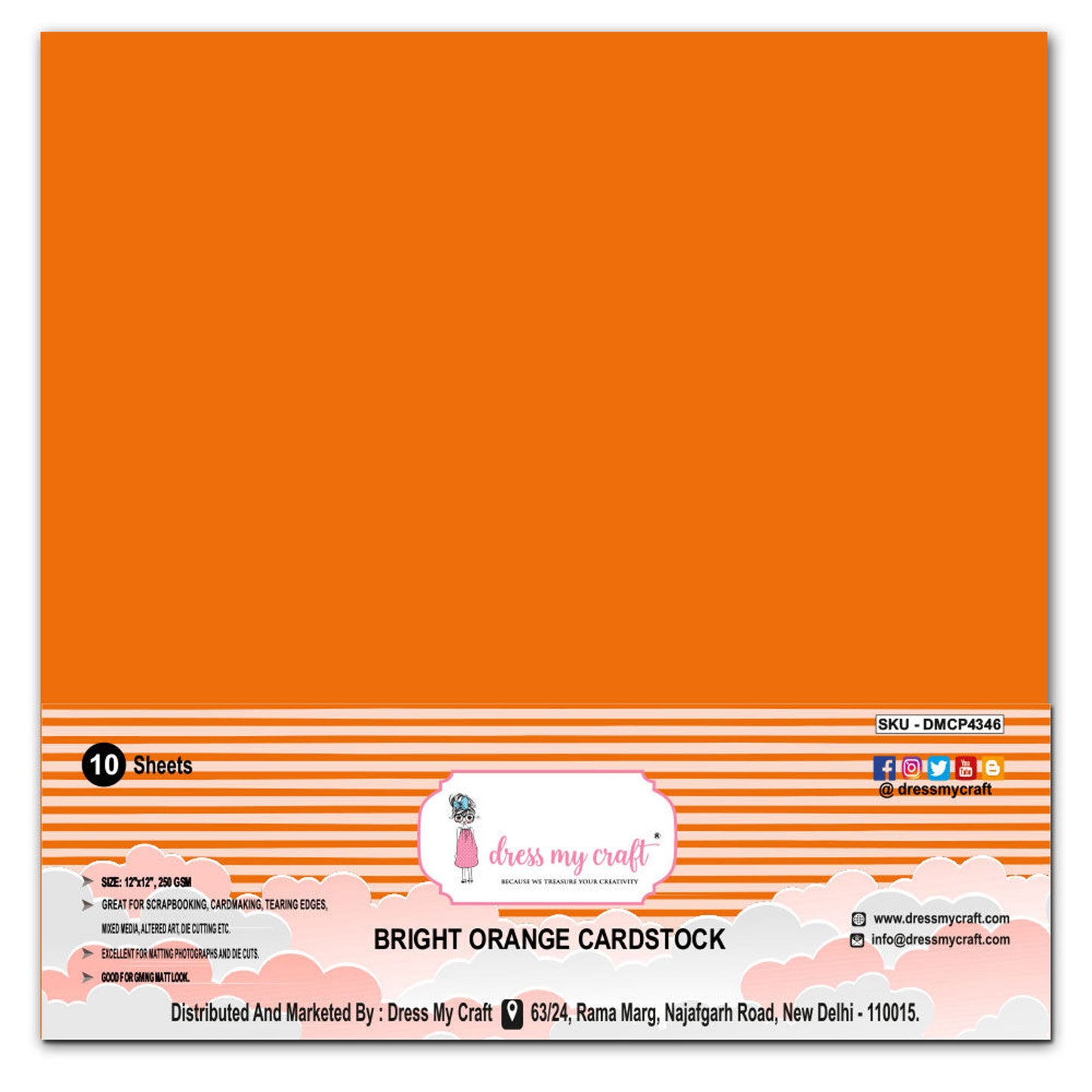 Bright Orange Cardstock 12x12 - 250 gsm