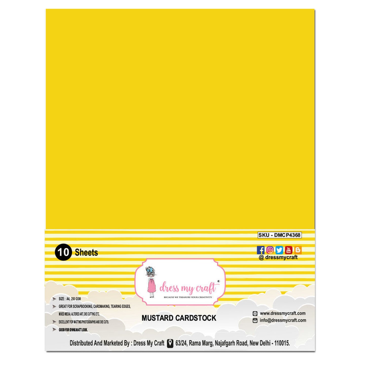 Mustard Cardstock - 8.25 inch x 11.75 inch - 250 gsm