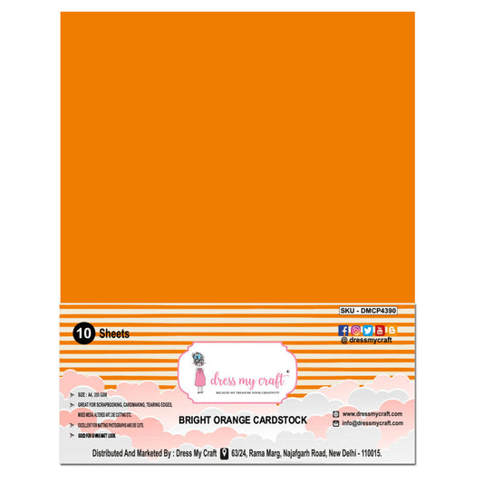 Bright Orange Cardstock - 8.25 inch x 11.75 inch - 250 gsm