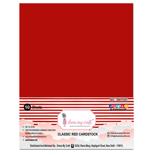 Classic Red Cardstock - 8.25 inch x 11.75 inch - 250 gsm