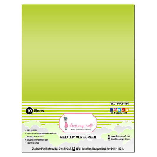 Metallic Olive Green Cardstock - 8.25 inch x 11.75 inch - 250 gsm