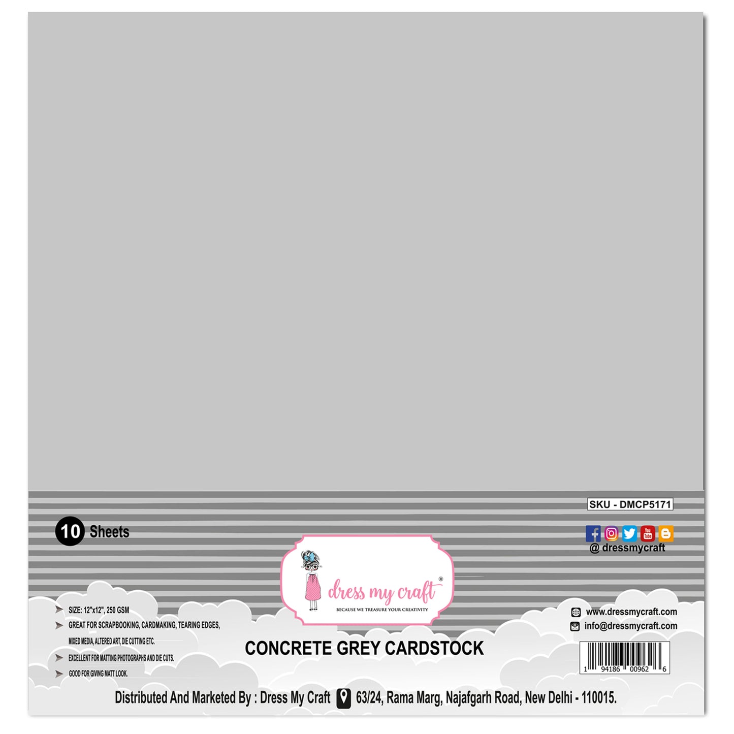 Concrete Grey  Cardstock 12x12 - 250 gsm