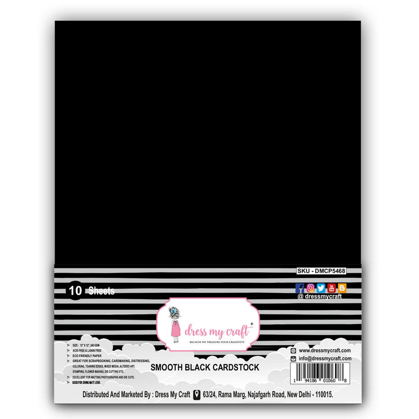 Smooth Black Cardstock - A4 - 240 GSM