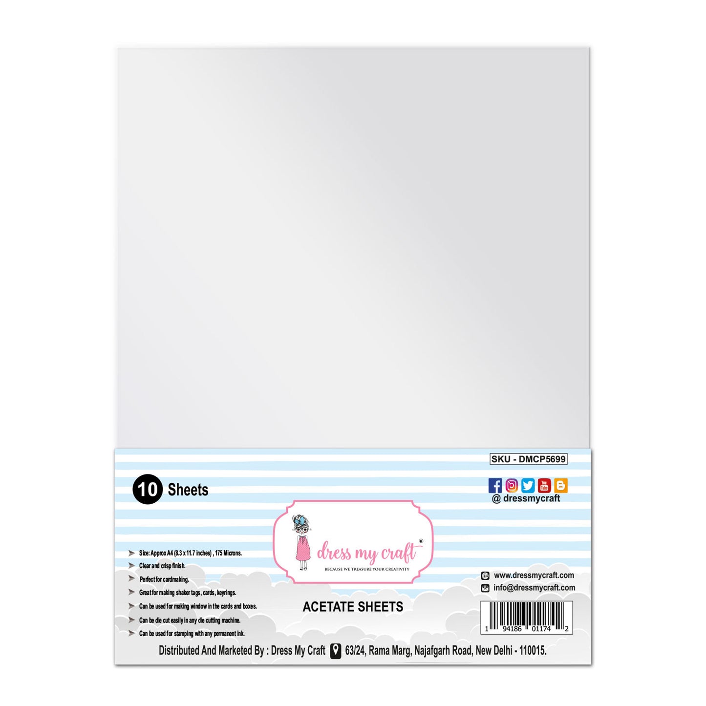 Acetate Sheet - 175 Microns - Pack of 10 Pcs/Pack