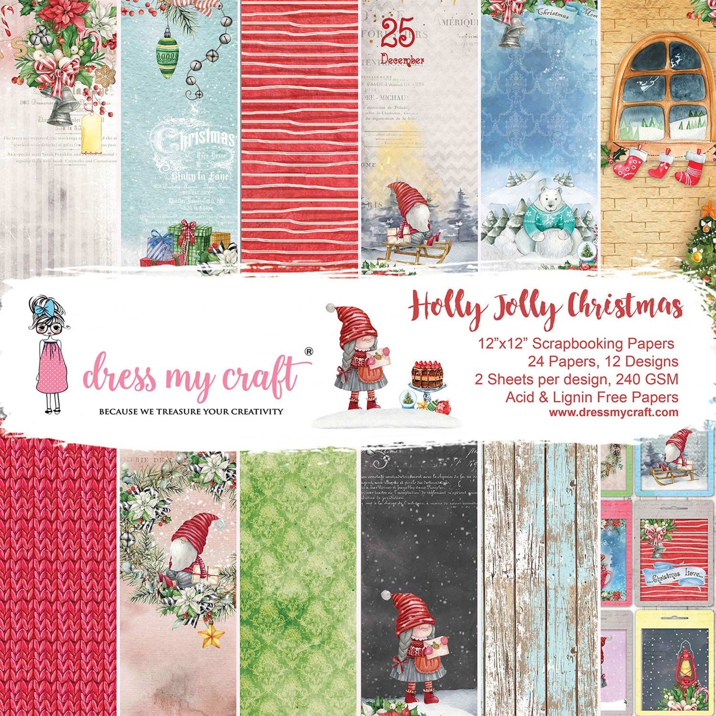 Holly Jolly Christmas 12" x 12" Paper Pad