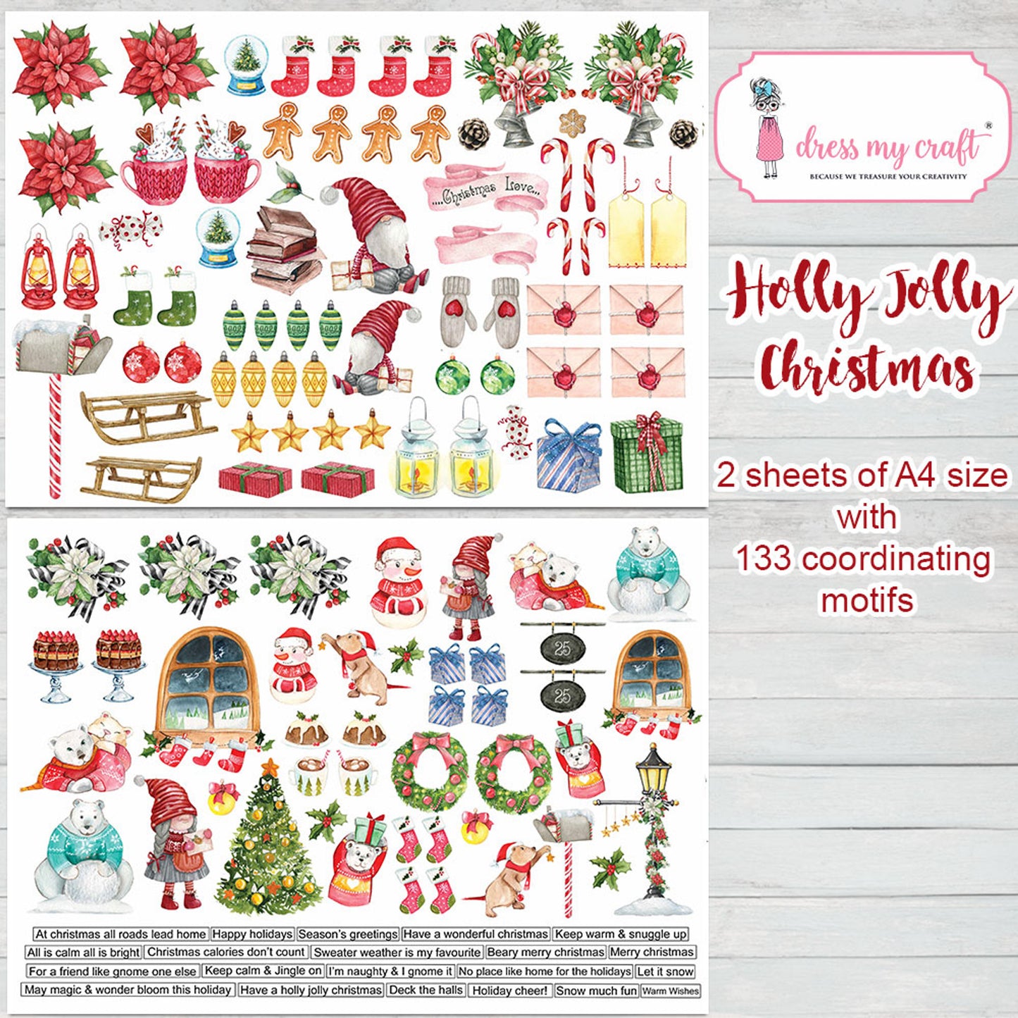 Holly Jolly Christmas Motif Sheets