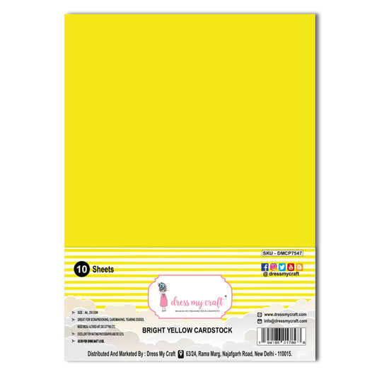 Bright Yellow Cardstock - A4 - 250 Gsm