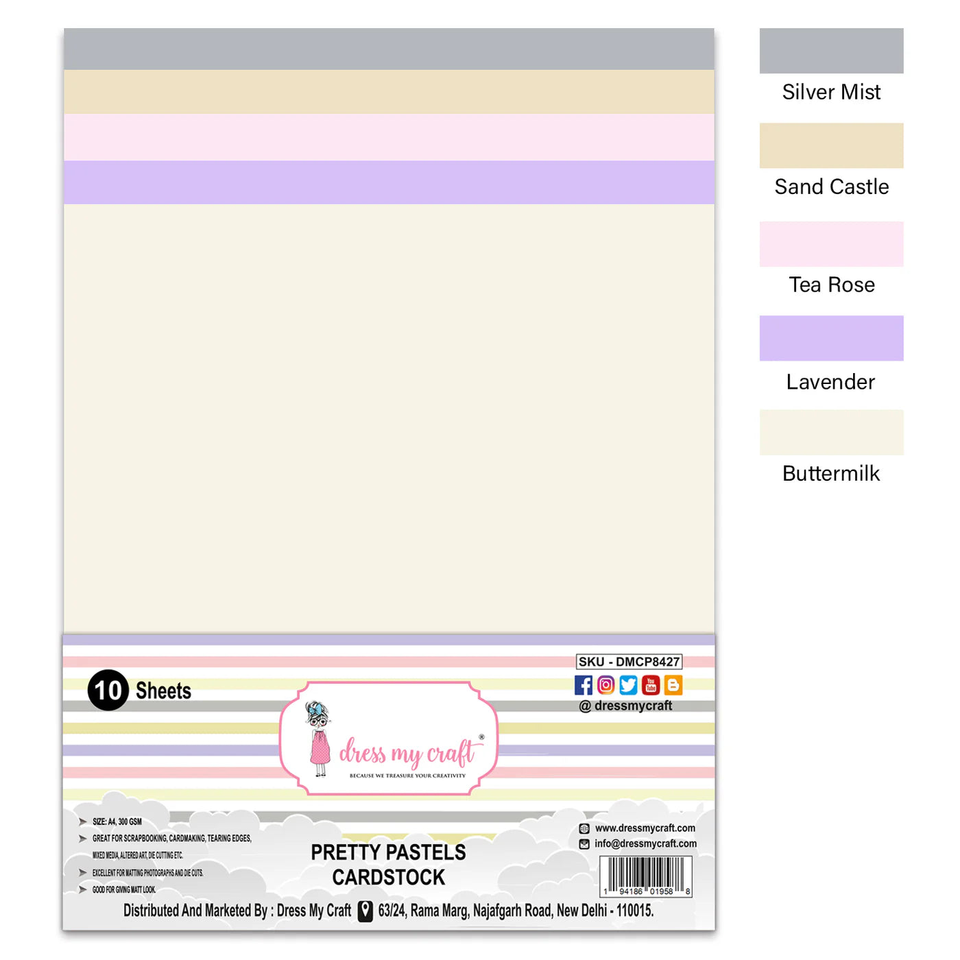 Pretty Pastels Cardstock - A4 (Pack of 10 Sheets)