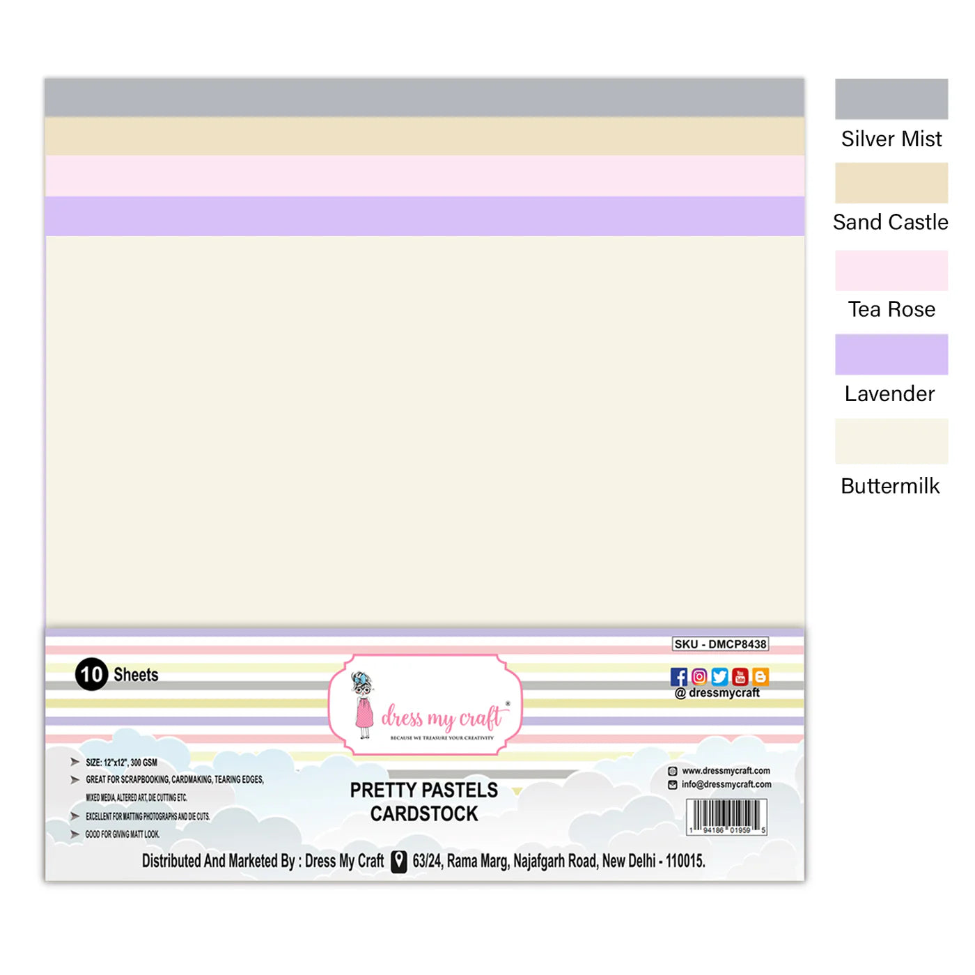 Pretty Pastels Cardstock - 12" x 12"  (Pack of 10 sheets)