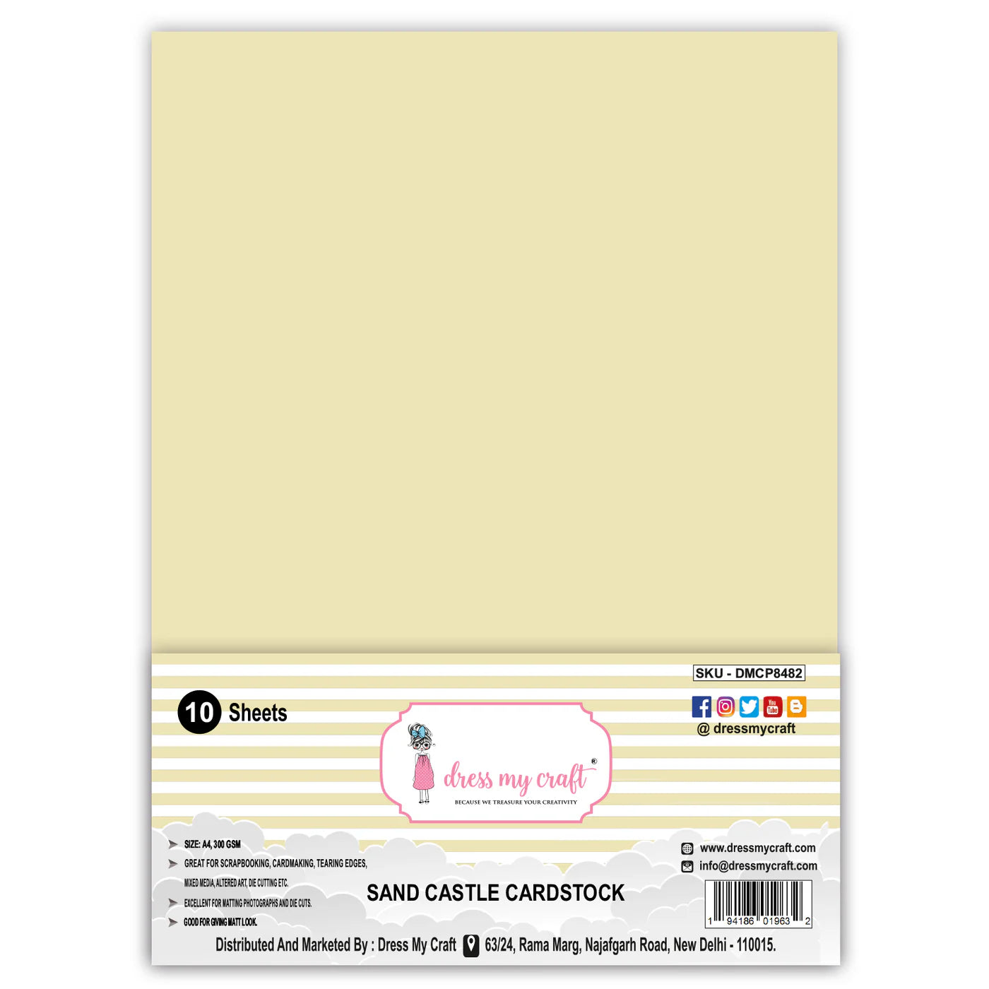 Sand Castle Cardstock - A4 (Pack of 10 Sheets)