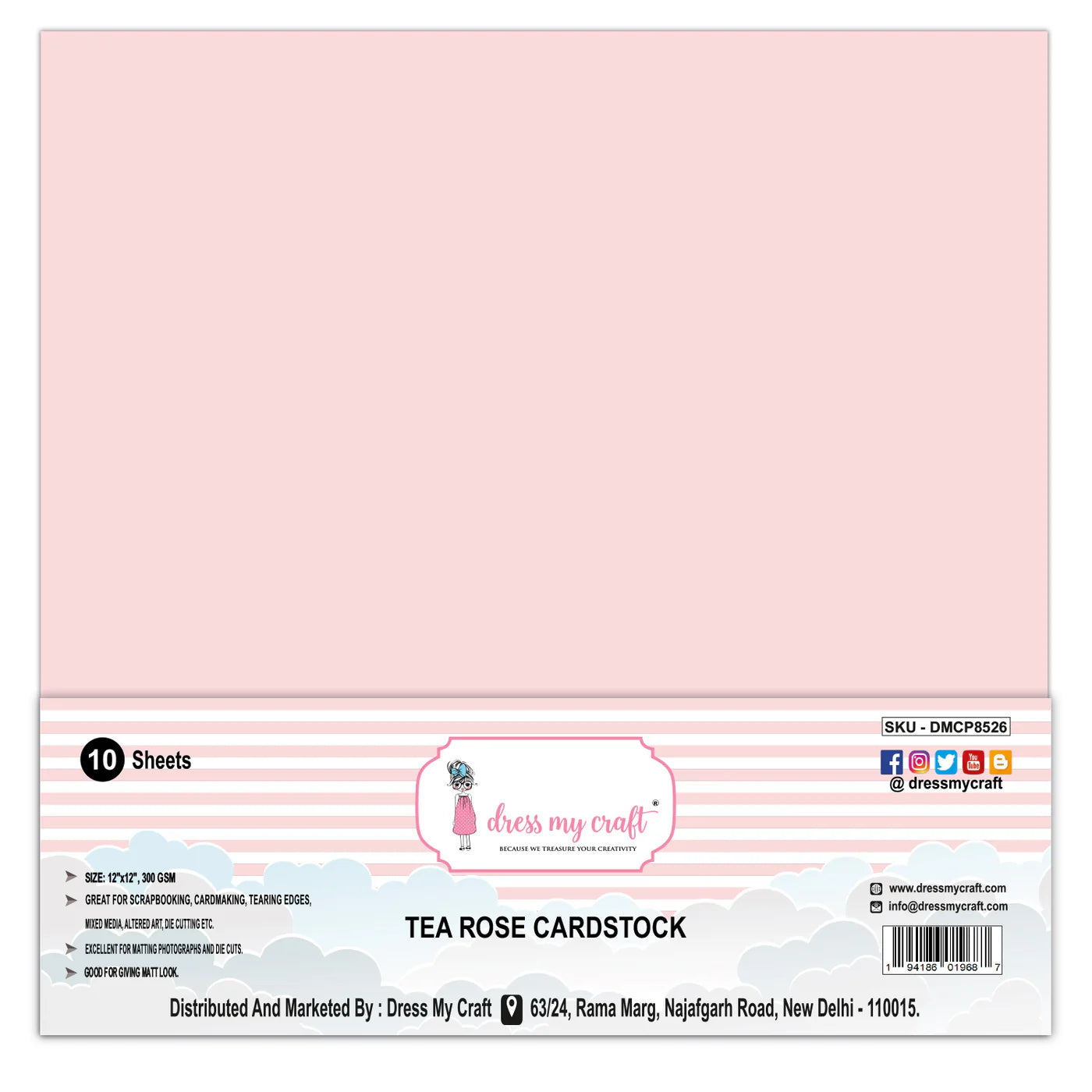 Tea Rose Cardstock - 12" x 12" (Pack of 10 Sheets)