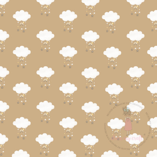 Baby Brown Dreamy Clouds Pack Of 10 - 12" x 12" Loose Sheets