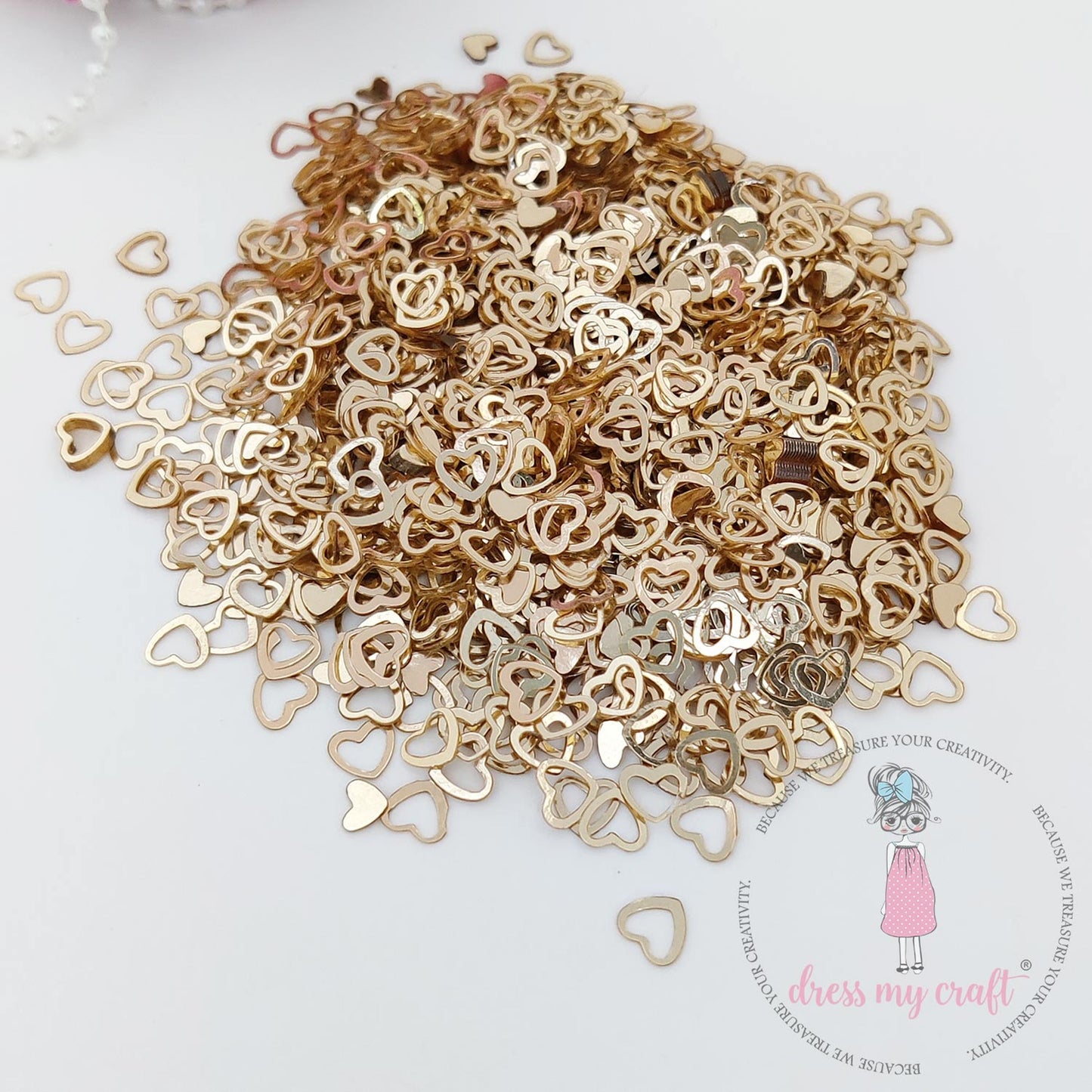 Golden Heart Sequins - 8 gm