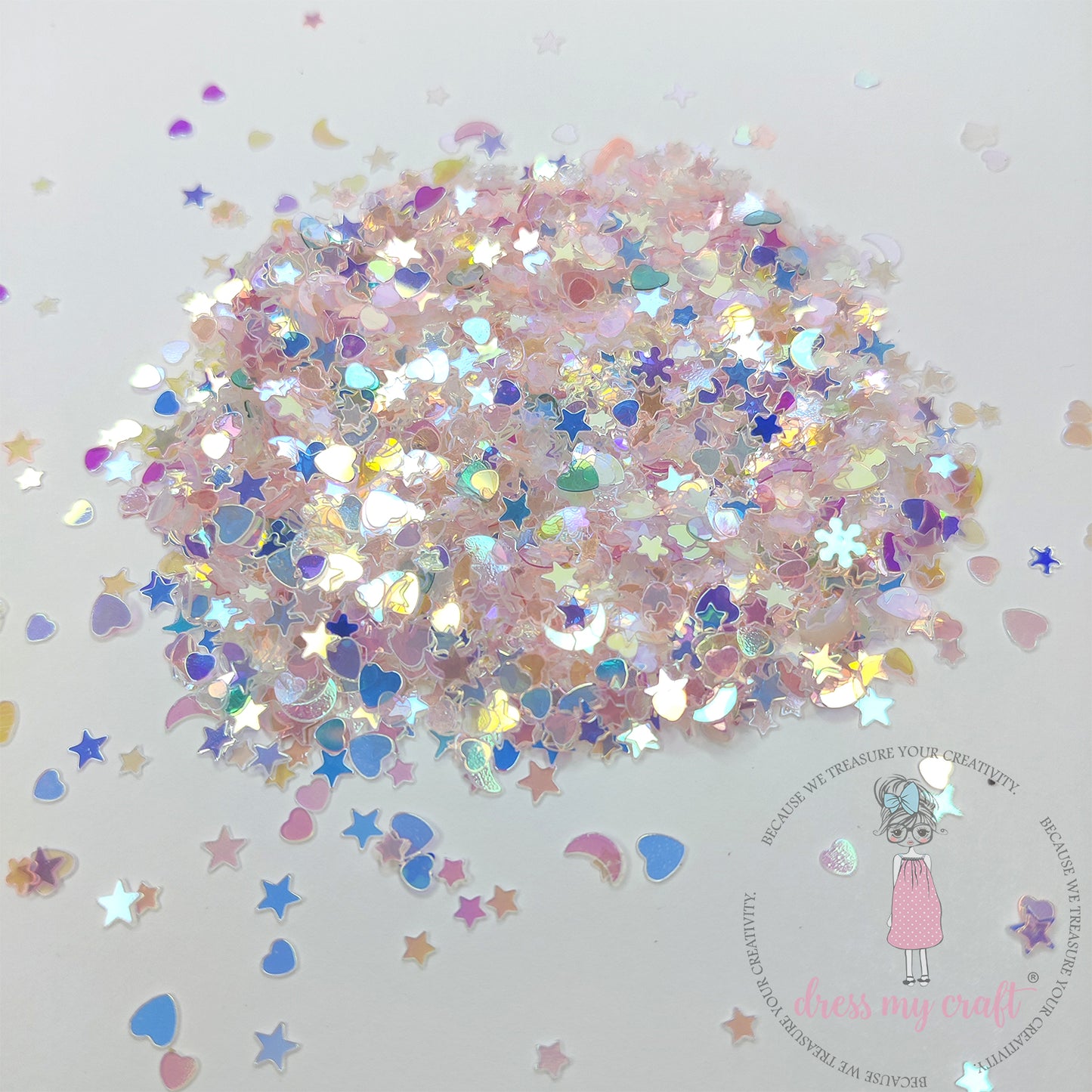 Pink Star & Heart Mix Sequins - 8gms