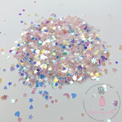 Pink Star & Heart Mix Sequins - 8gms