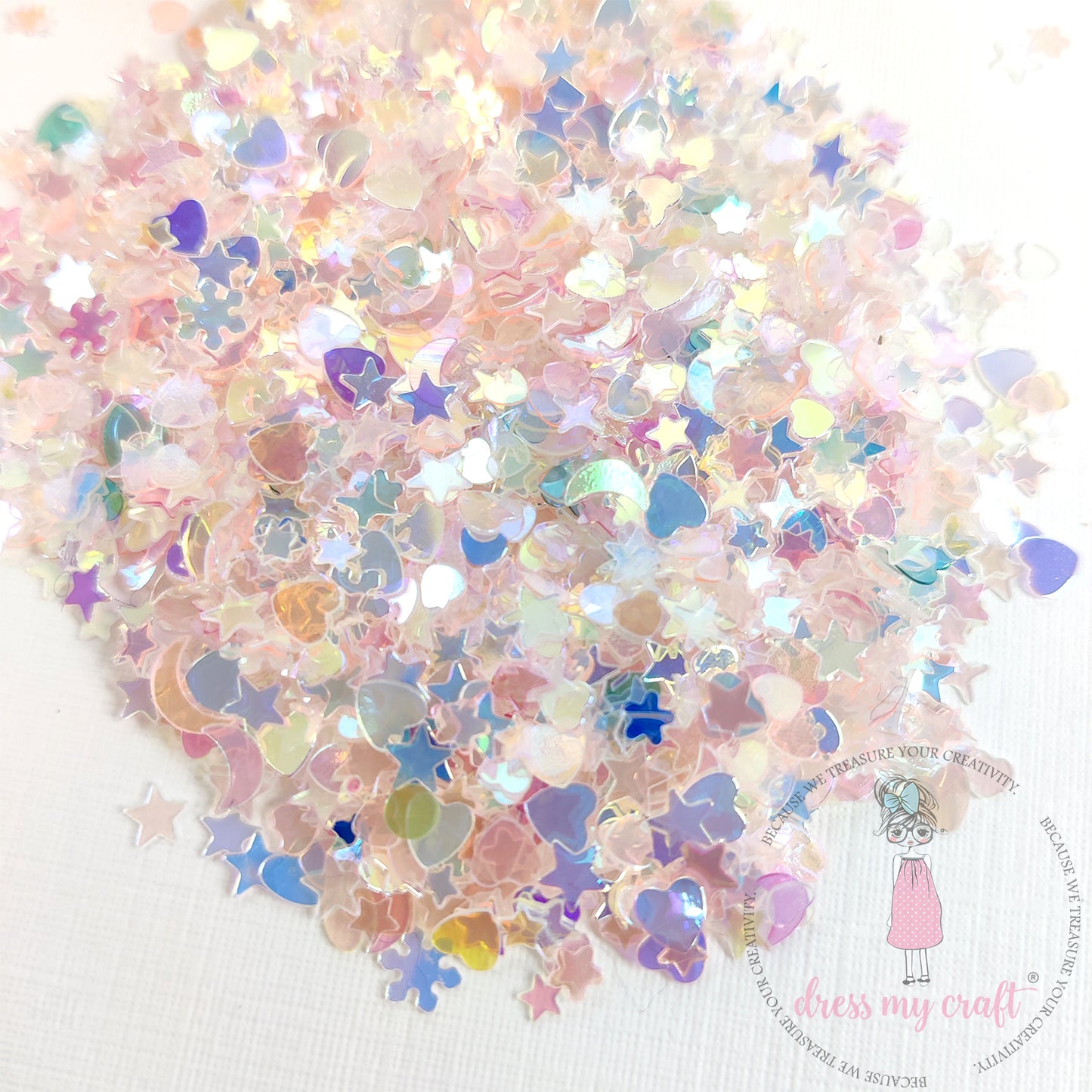 Pink Star & Heart Mix Sequins - 8gms