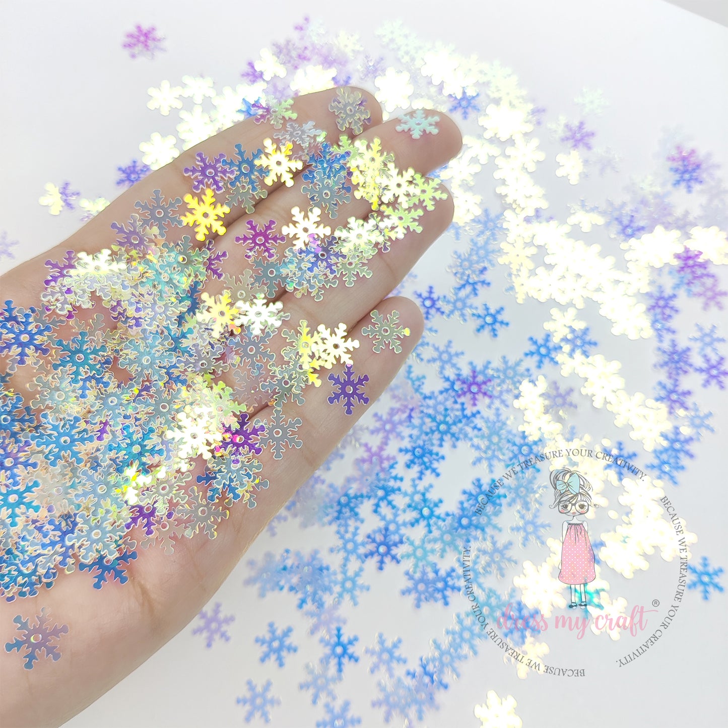 Holographic Snowflake Sequins - 8gms