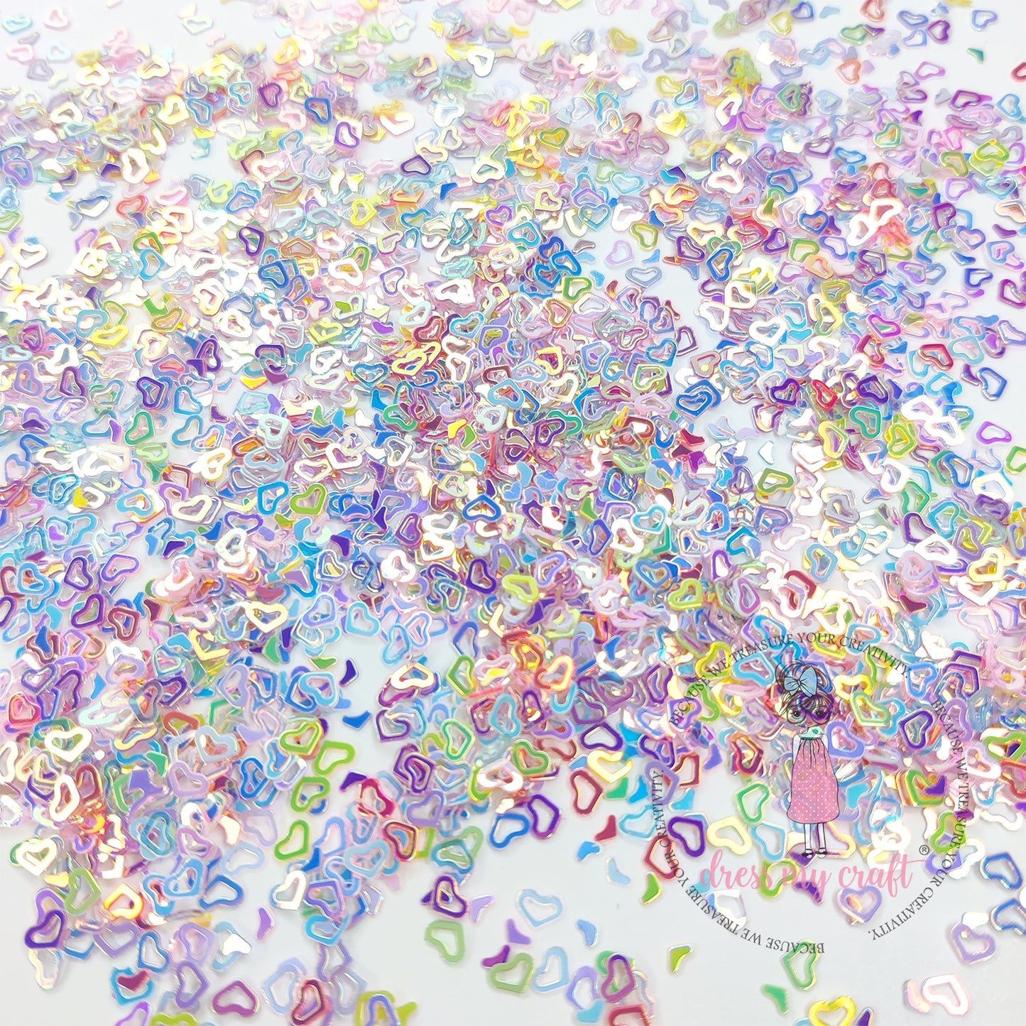 Holographic Rainbow Heart Sequins - 8gms