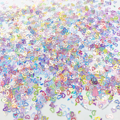 Holographic Rainbow Heart Sequins - 8gms