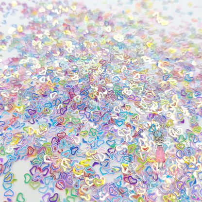 Holographic Rainbow Heart Sequins - 8gms