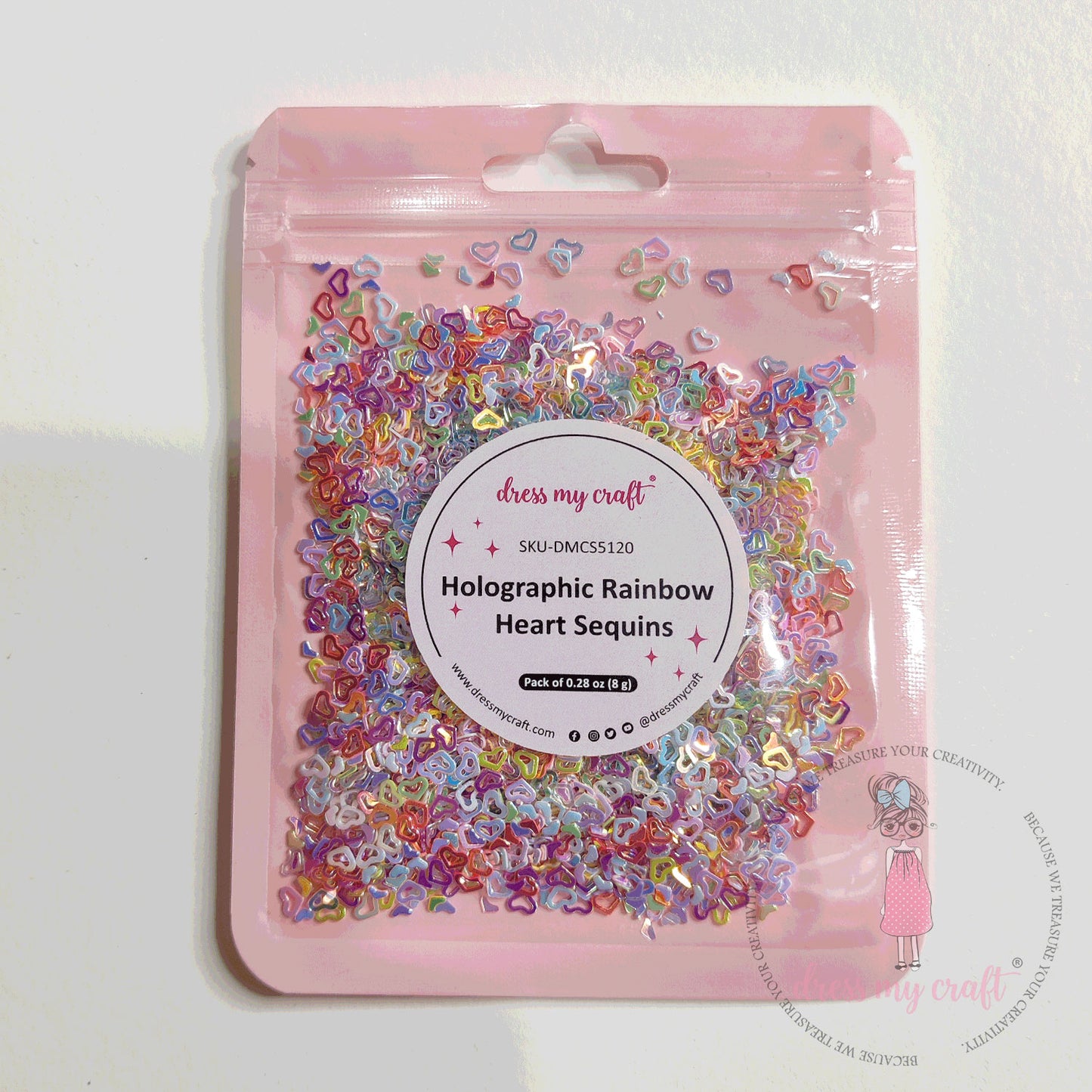 Holographic Rainbow Heart Sequins - 8gms