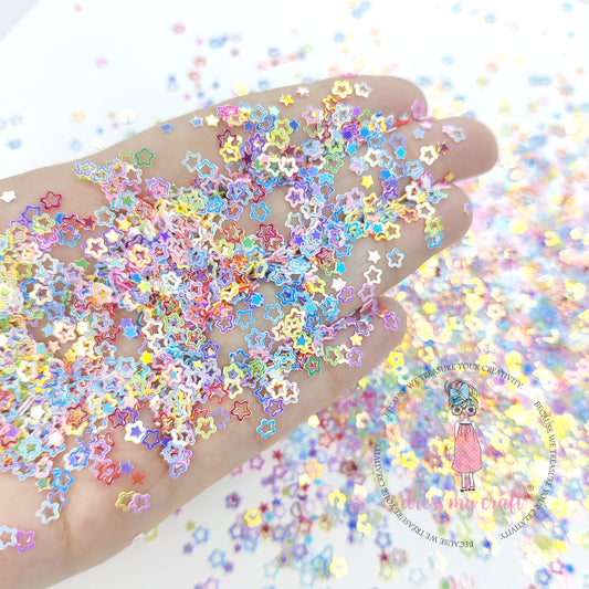 Holographic Rainbow Star Sequins - 8gms