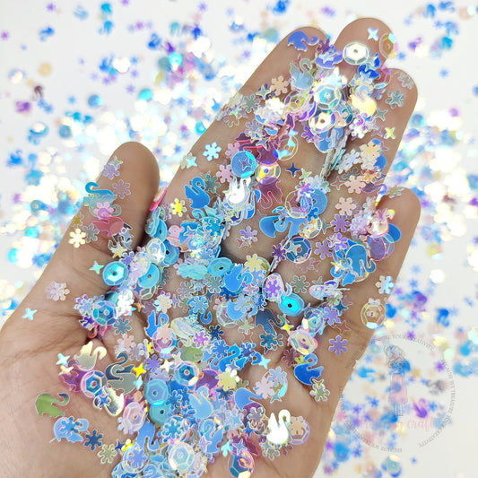 Shining Swan Mix Sequins Blue - 8gm