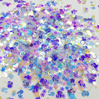 Shining Swan Mix Sequins Purple - 8gm