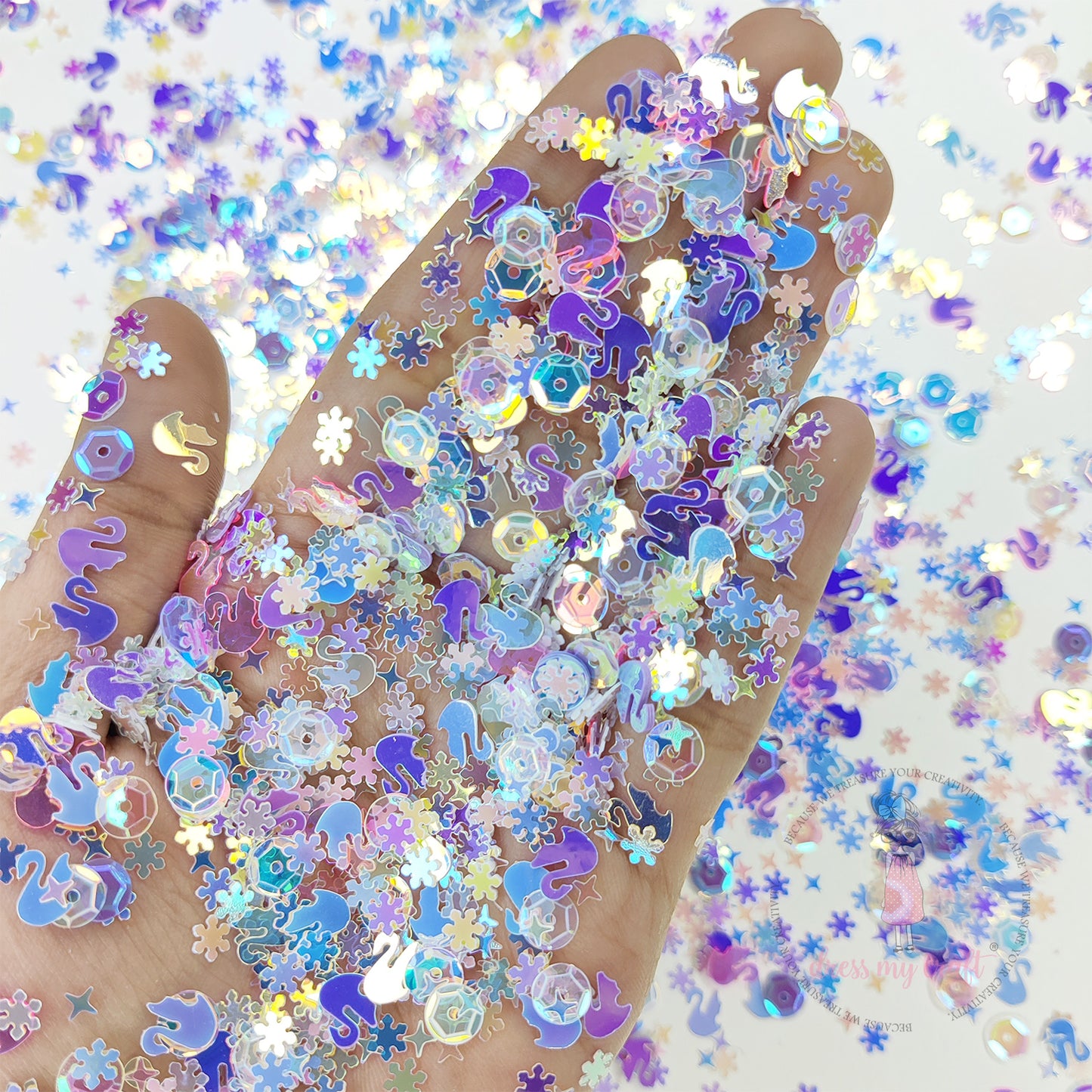 Shining Swan Mix Sequins Purple - 8gm