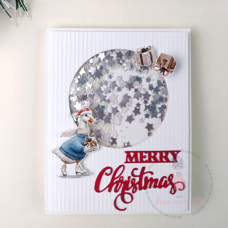 Winter Goose Holiday Shaker Card