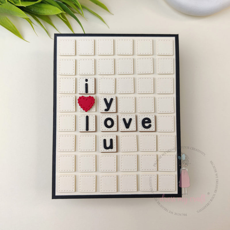 Stitched Square Puzzle Love Card