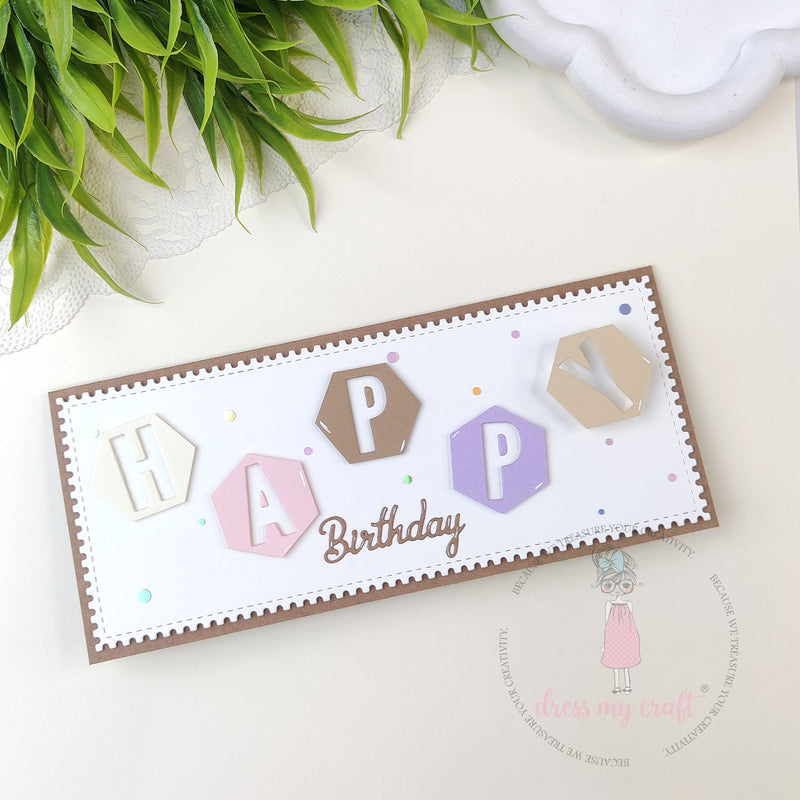 Modern Hexagon Alphabet Birthday Card