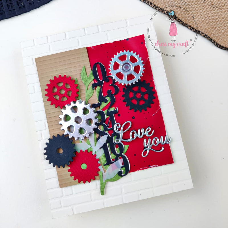 Love You  Card With Gears