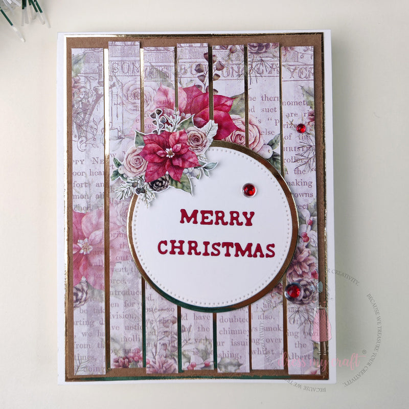 Festive Striped Floral Christmas Card
