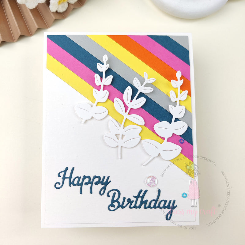Striped Botanical Birthday Card